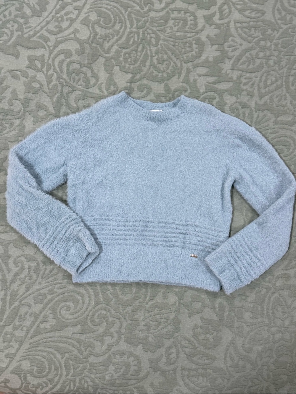 Mayoral Girls Light Blue Fuzzy Crewneck Sweater Size 8 EUC